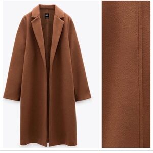 Zara Brown Open Front Coat